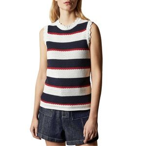Ted Baker Bonayy Crochet Striped Sleeveless Top